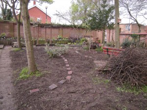 Centre of the garden - path marked out